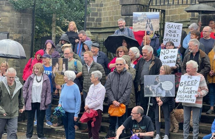 Robbie and Campaigners outside Haworth Post Office