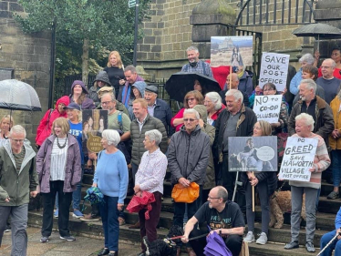 Robbie and Campaigners outside Haworth Post Office